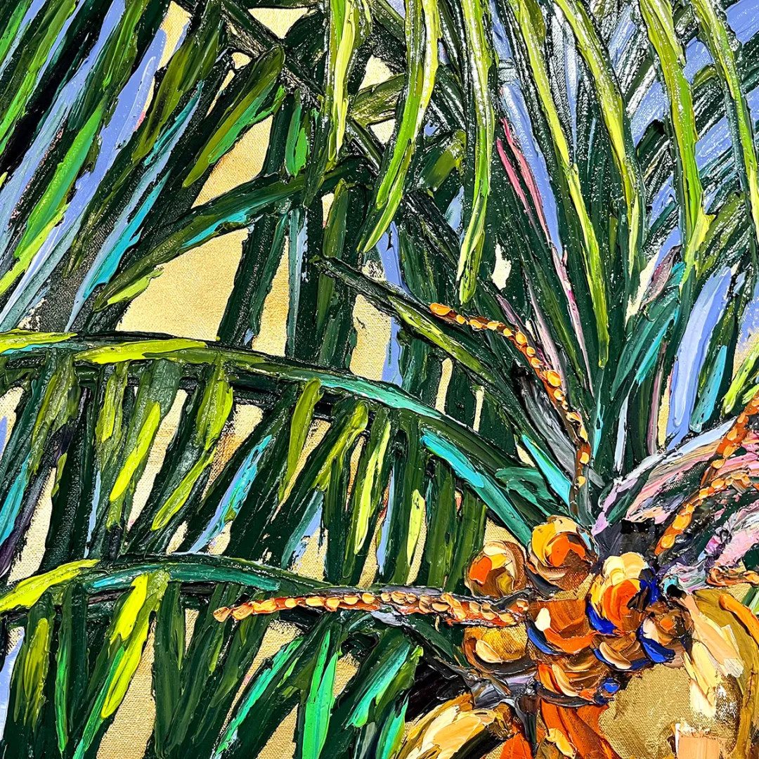 Gold Leaf Coconuts #5 – LE Embellished Giclee On Canvas