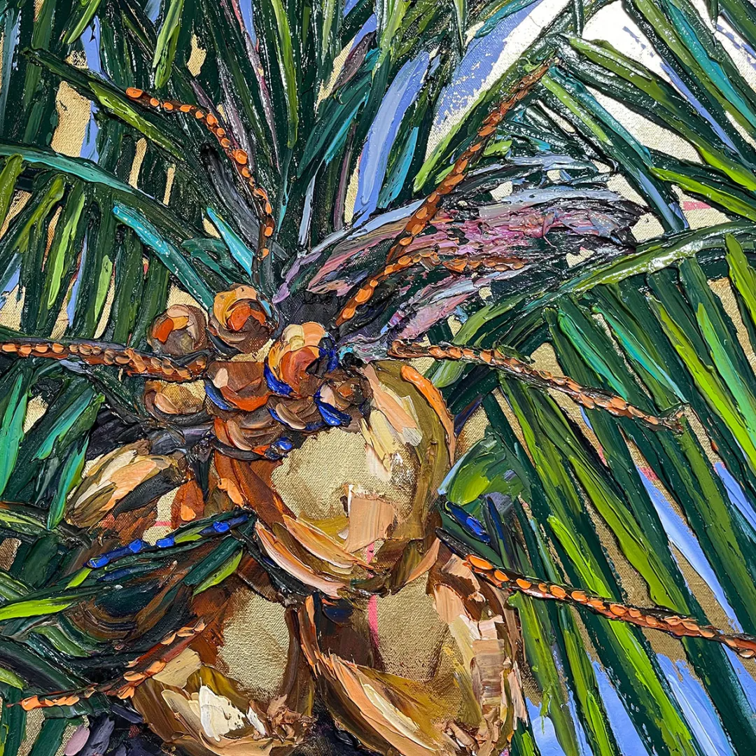 Gold Leaf Coconuts #5 – LE Embellished Giclee On Canvas