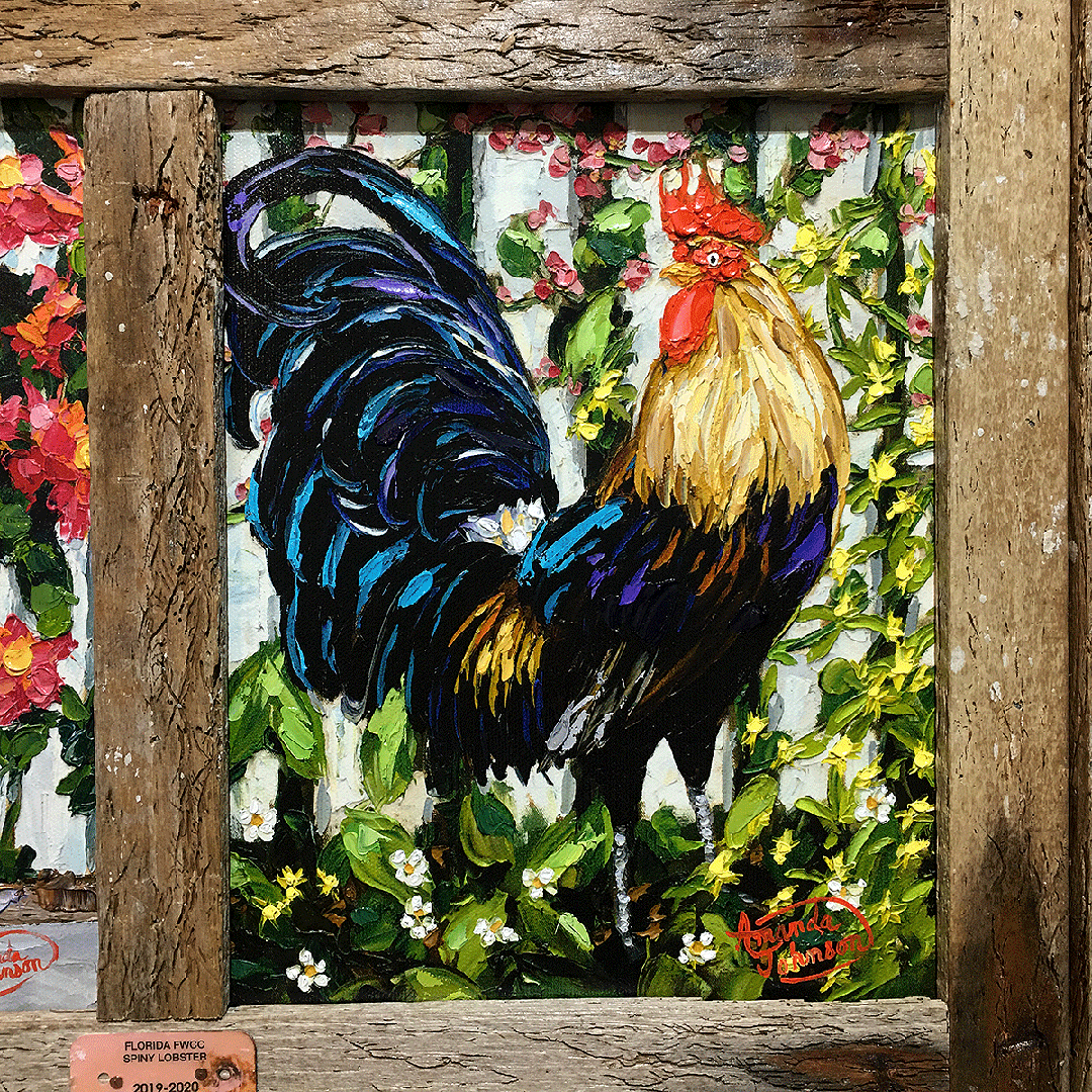 Rooster Couple – Lobster Trap Frame – LE