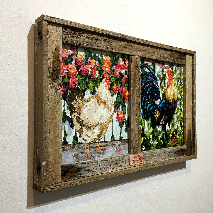 Rooster Couple – Lobster Trap Frame – LE