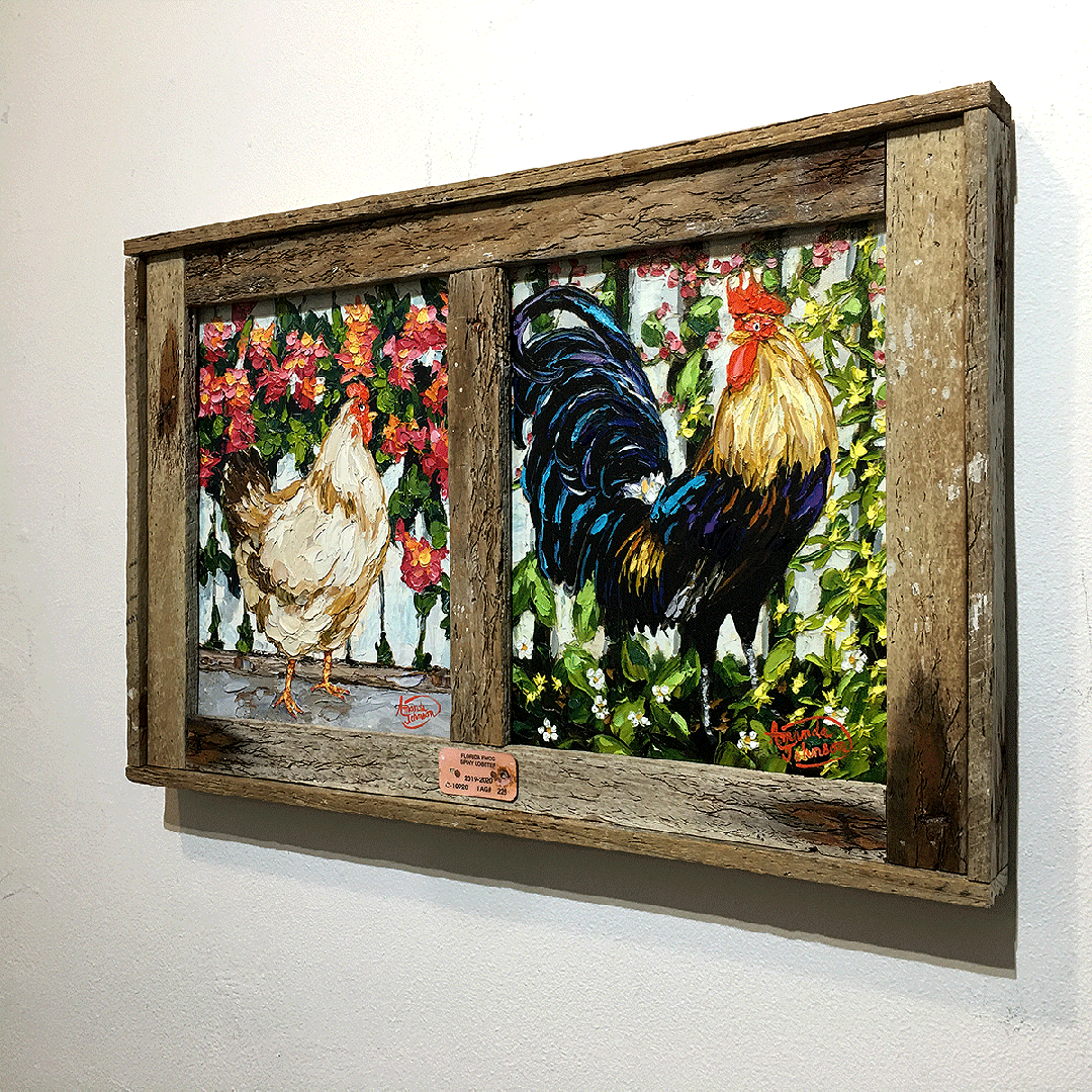Rooster Couple – Lobster Trap Frame – LE