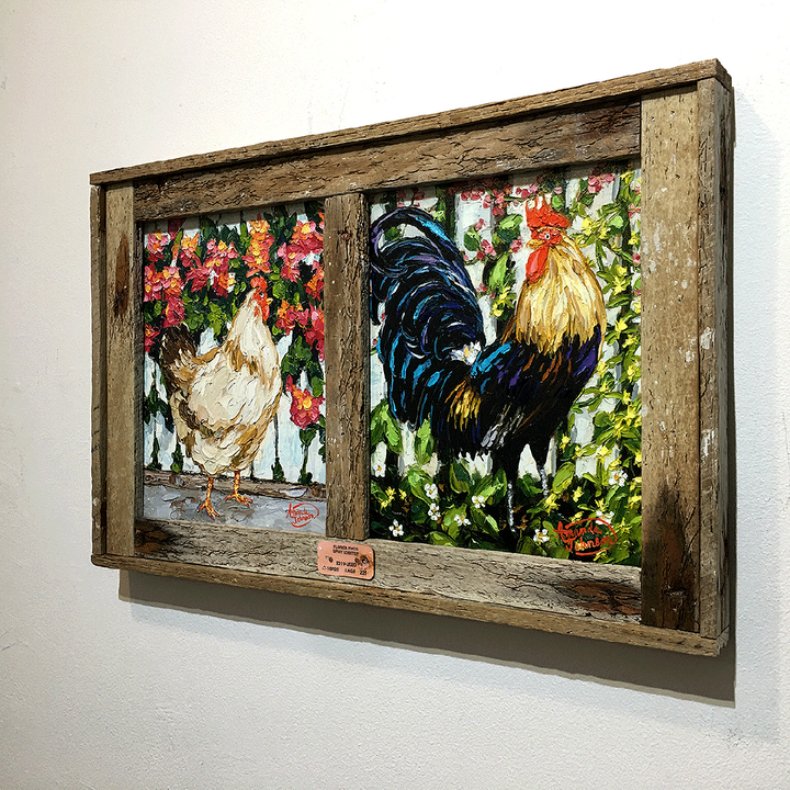 Rooster Couple – Lobster Trap Frame – LE