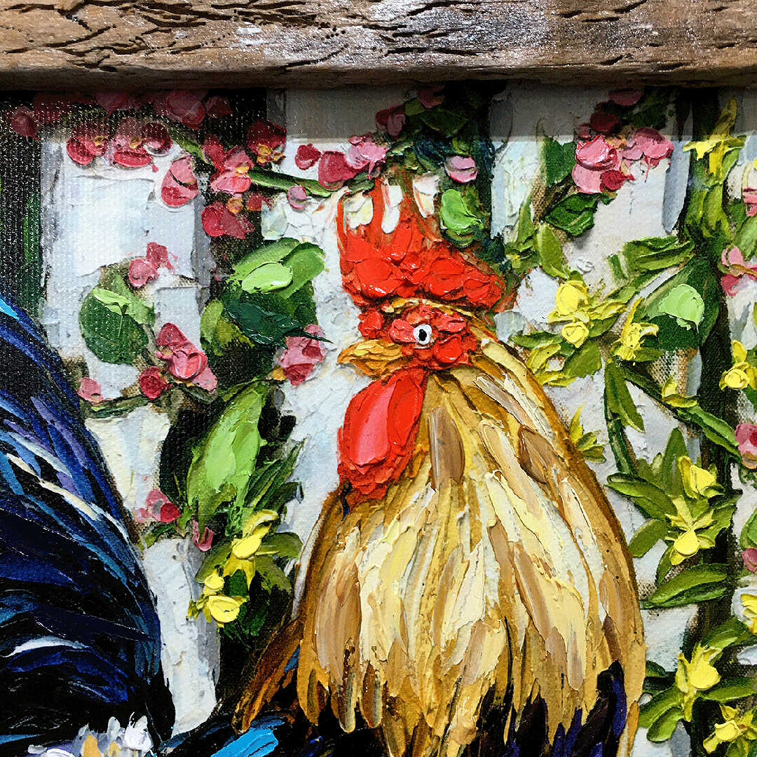 Rooster Couple – Lobster Trap Frame – LE