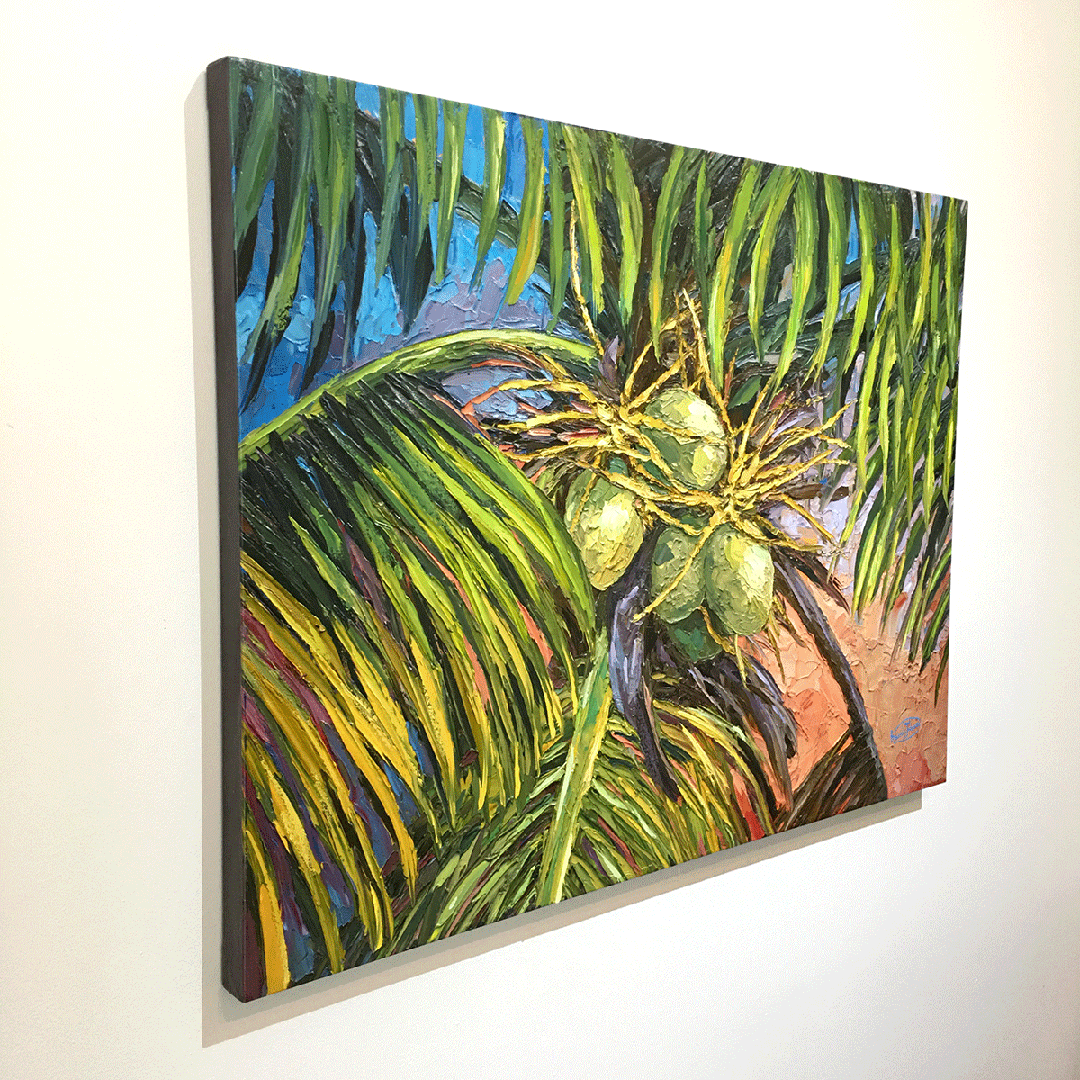 Evening Light Coconuts – LE Embellished Giclee On Canvas