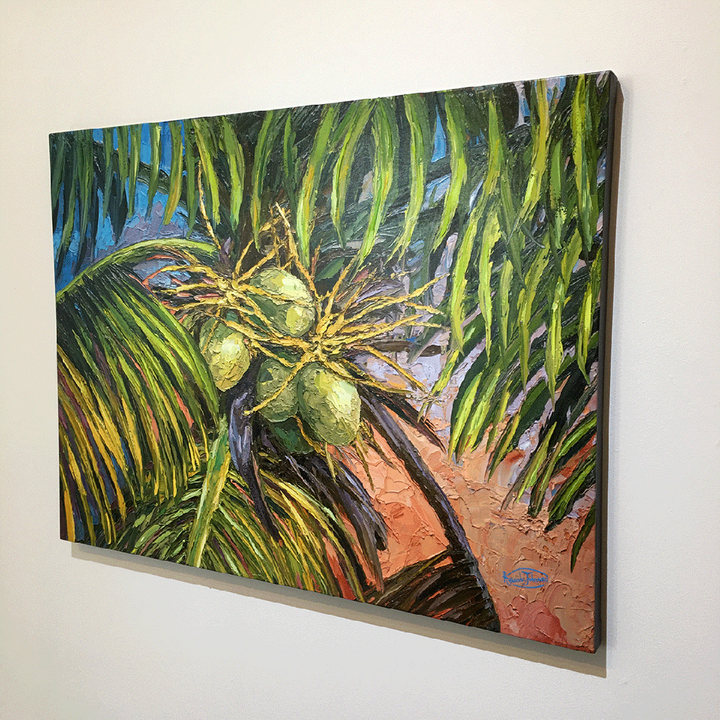 Evening Light Coconuts – LE Embellished Giclee On Canvas