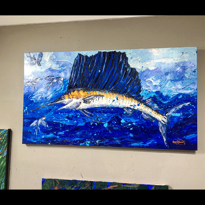 Hungry Sailfish – LE Embellished Giclee On Canvas