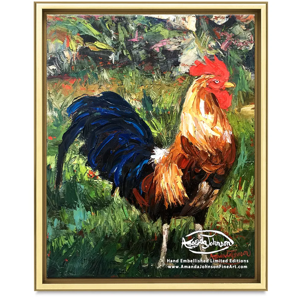 Yardley Rooster – LE Embellished Giclee On Canvas