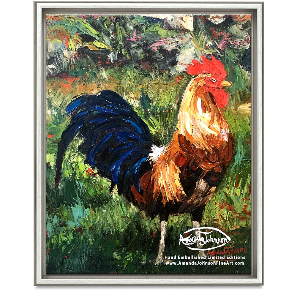 Yardley Rooster – LE Embellished Giclee On Canvas