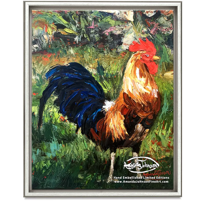 Yardley Rooster – LE Embellished Giclee On Canvas