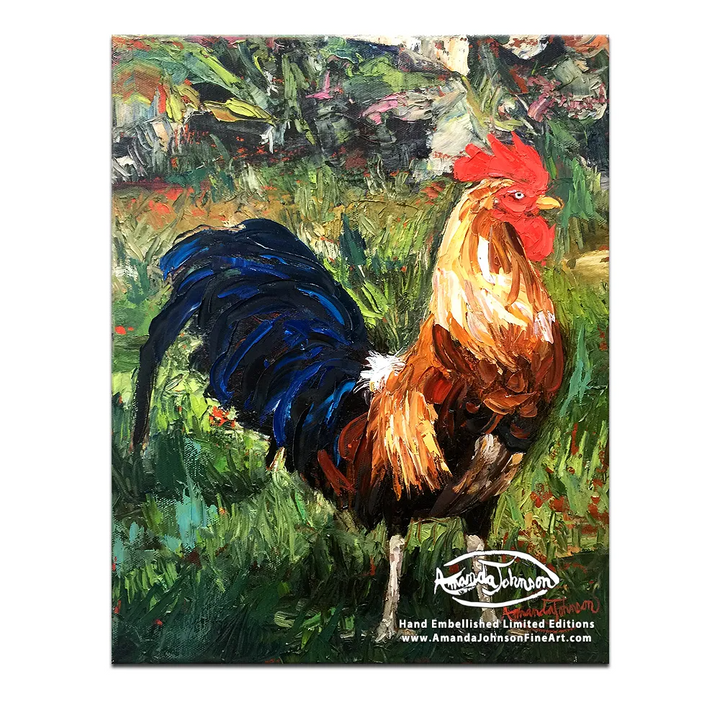 Yardley Rooster – LE Embellished Giclee On Canvas