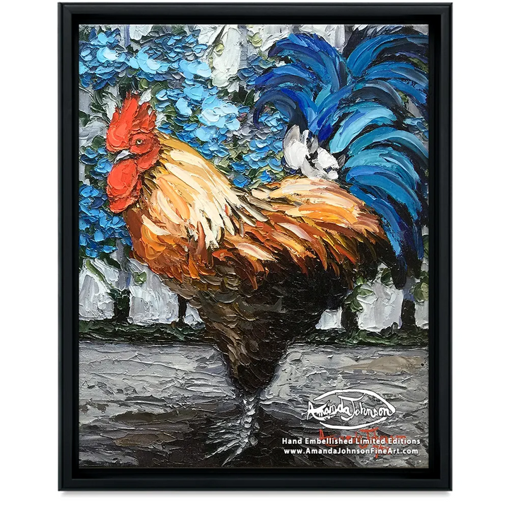 Watchful Rooster – LE Embellished Giclee On Canvas