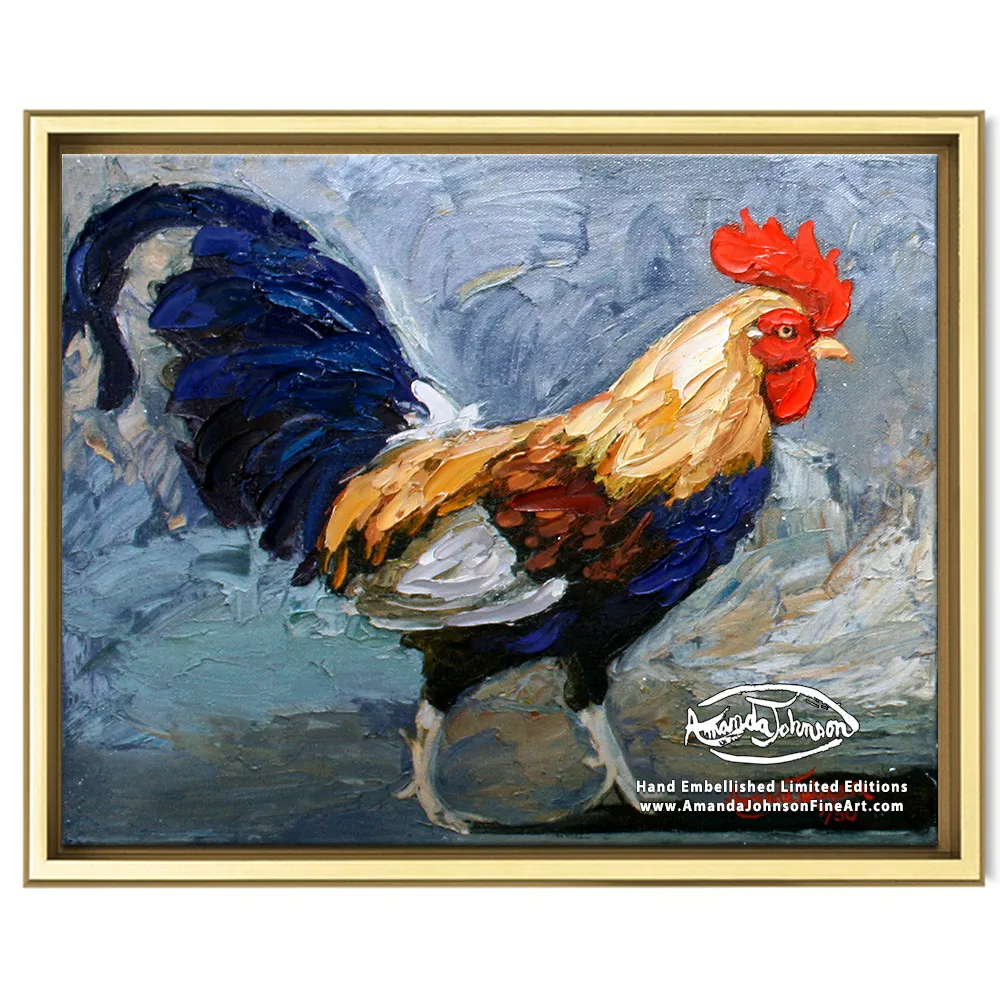 Rooster Swagger – LE Embellished Giclee On Canvas