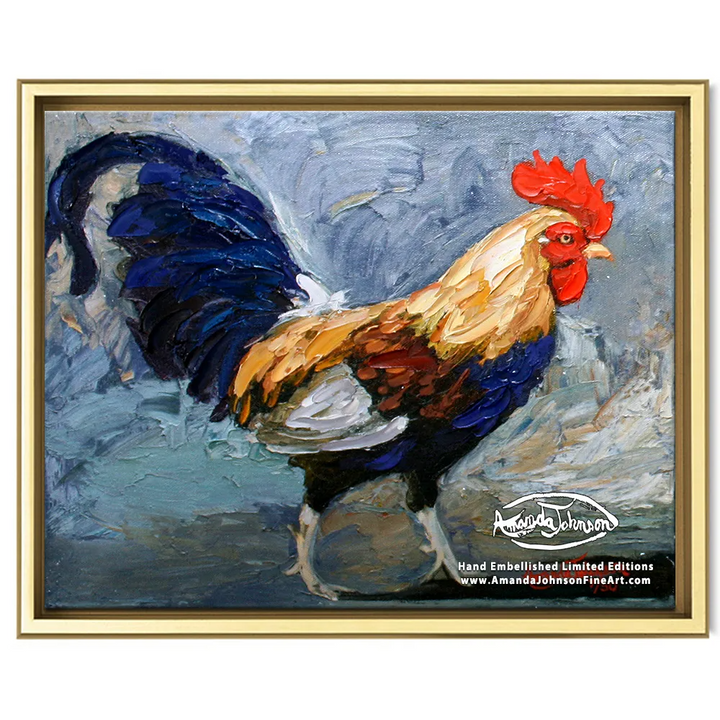Rooster Swagger – LE Embellished Giclee On Canvas