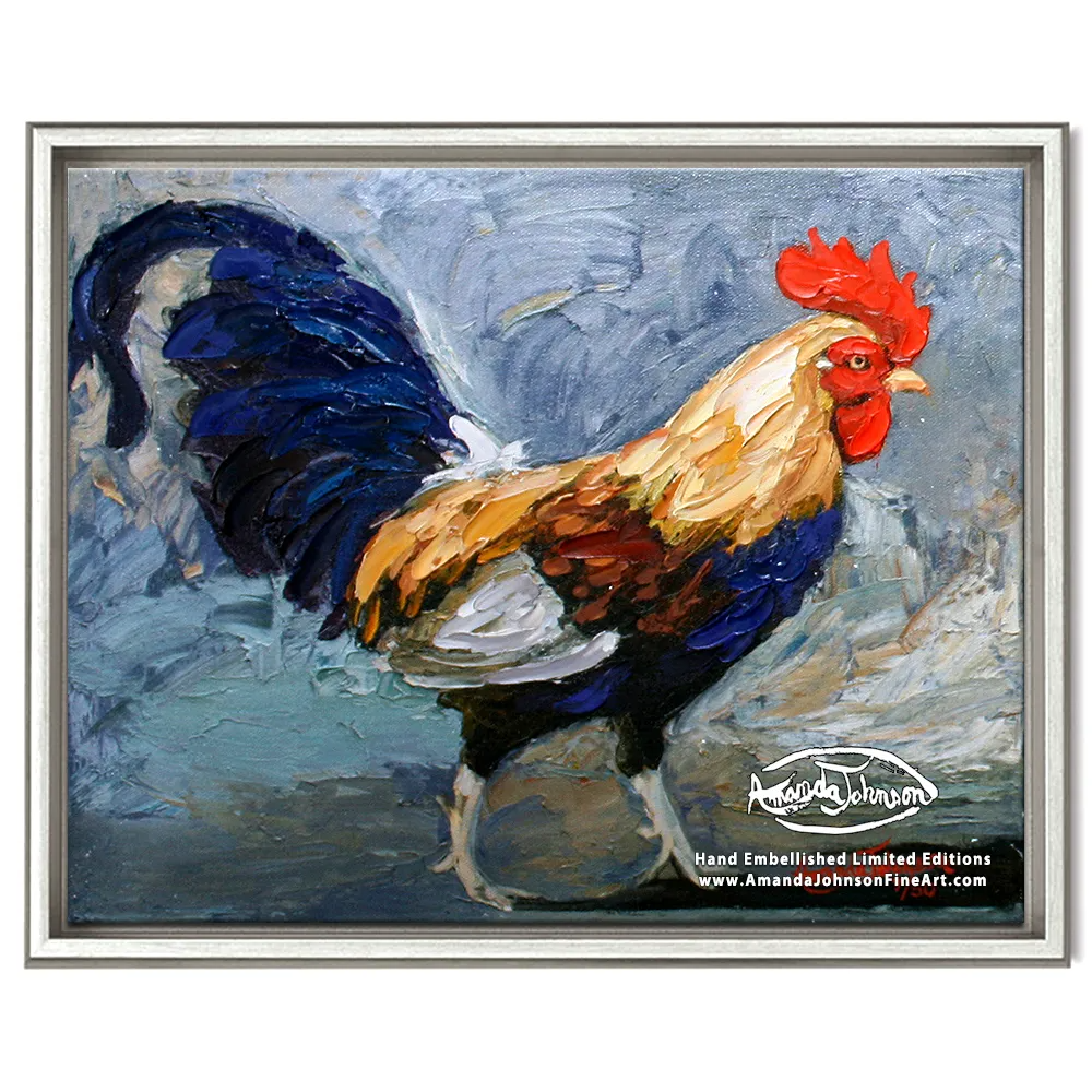 Rooster Swagger – LE Embellished Giclee On Canvas