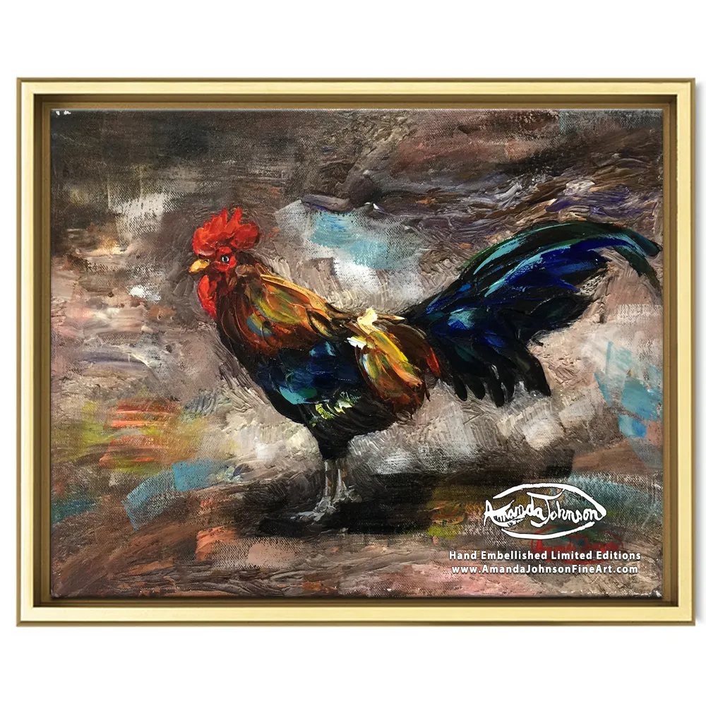 The Lone Rooster – LE Embellished Giclee On Canvas