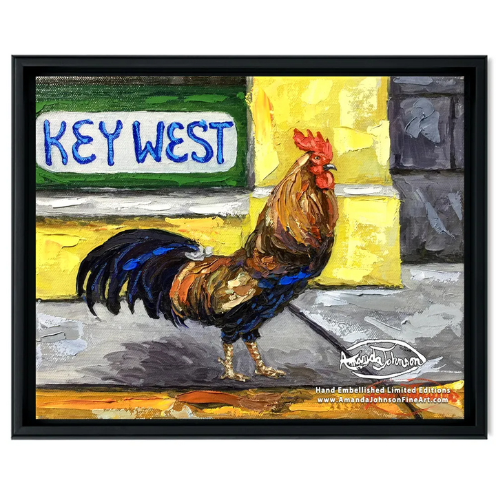 Key West Rooster – LE Embellished Giclee On Canvas