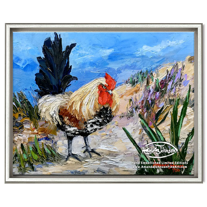 Dune Rooster Stance – LE Embellished Giclee On Canvas