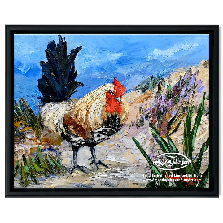Dune Rooster Stance – LE Embellished Giclee On Canvas