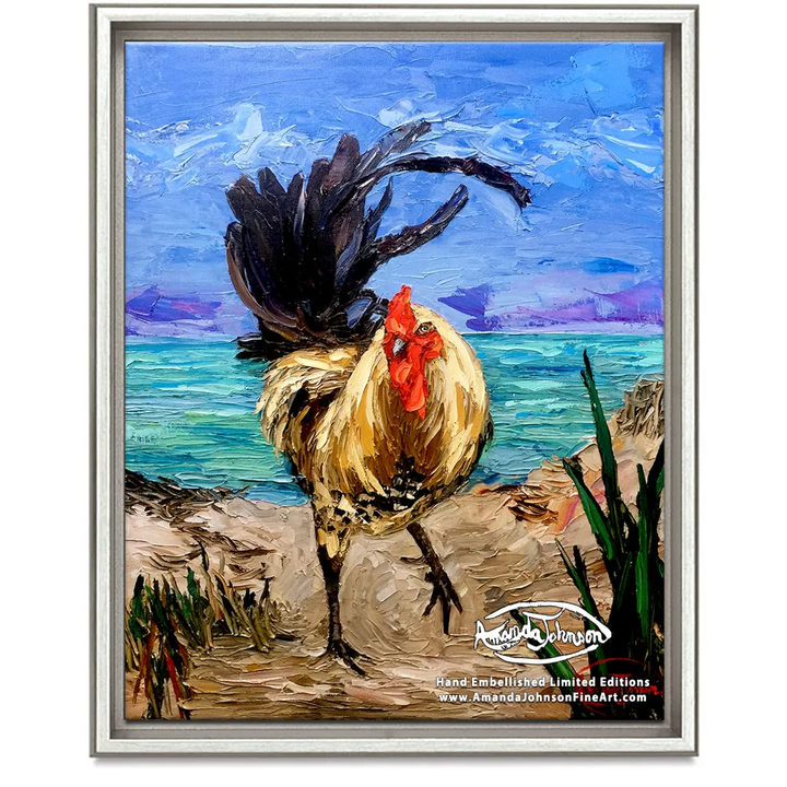 Dune Rooster Dance – LE Embellished Giclee On Canvas