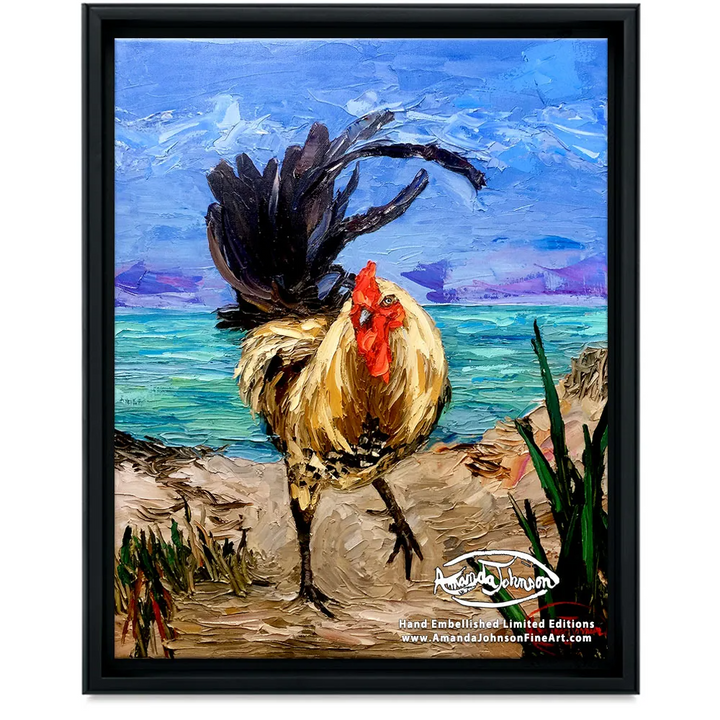 Dune Rooster Dance – LE Embellished Giclee On Canvas