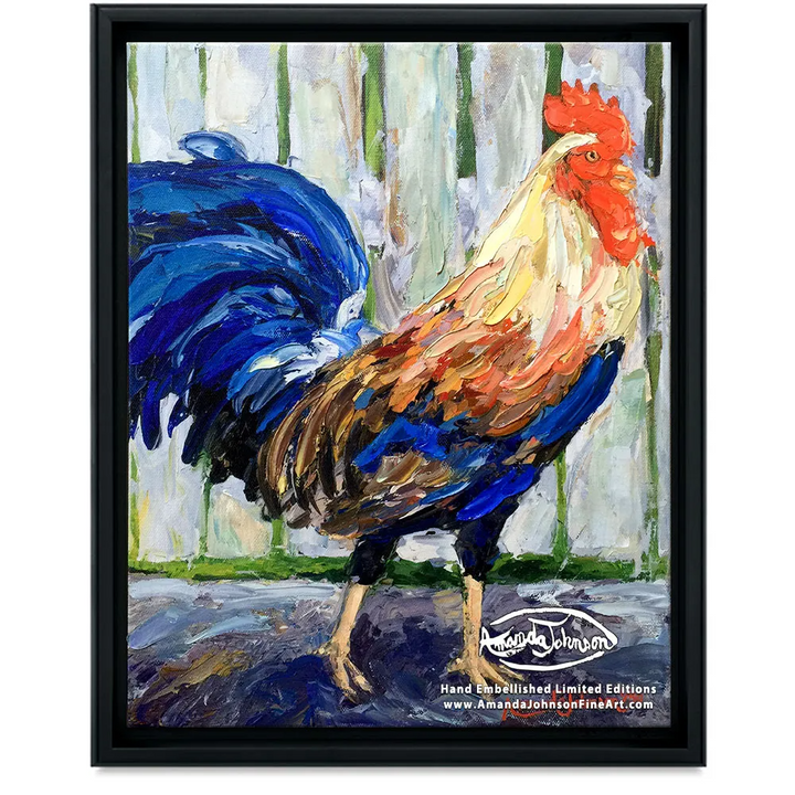 Spirited Rooster- LE Embellished Giclee On Canvas