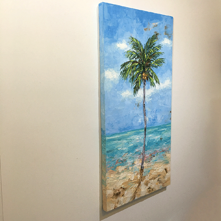 Rustic Beach Palm – LE Embellished Giclee On Canvas