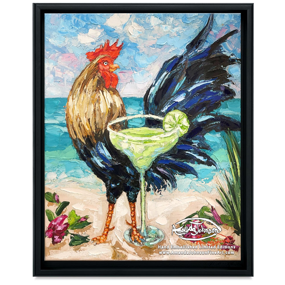 Margarita Rooster – LE Embellished Giclee On Canvas