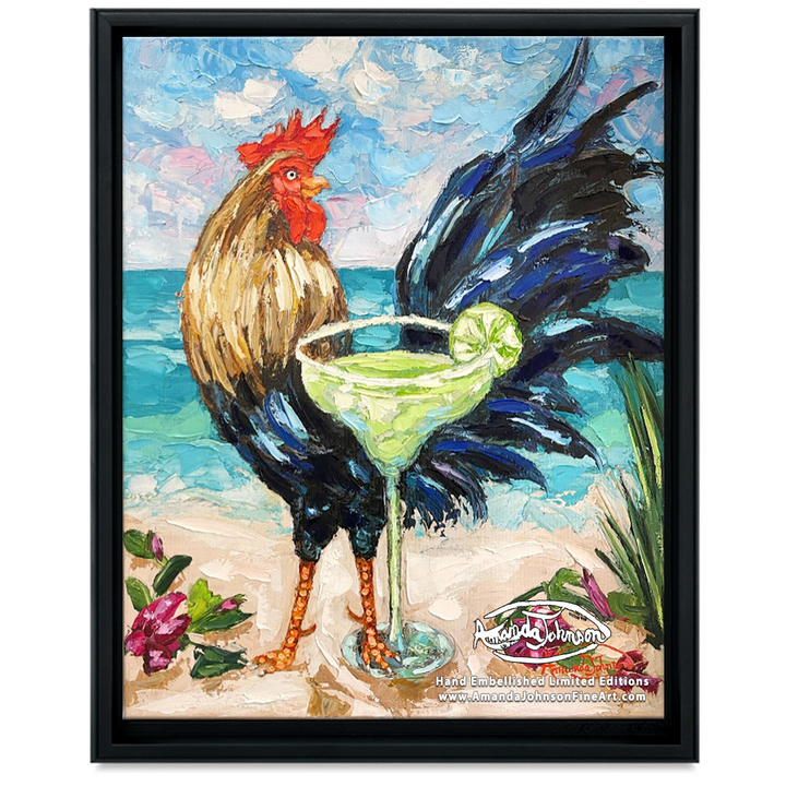 Margarita Rooster – LE Embellished Giclee On Canvas