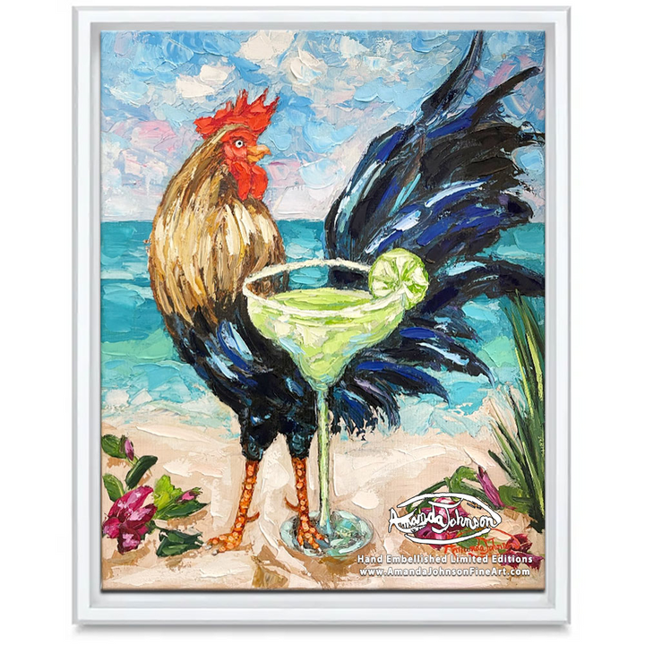 Margarita Rooster – LE Embellished Giclee On Canvas