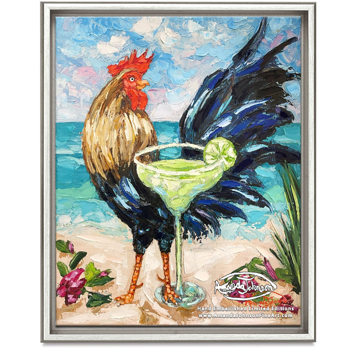 Margarita Rooster – LE Embellished Giclee On Canvas