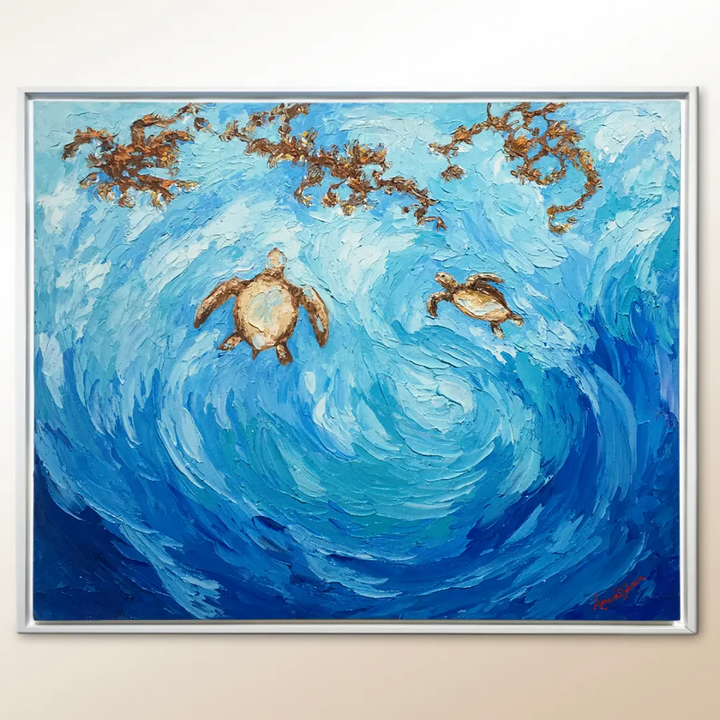 Turtle Couple – Original Oil On Panel