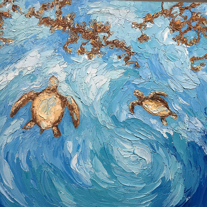 Turtle Couple – Original Oil On Panel