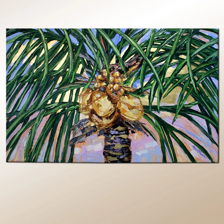 Gold Leaf Coconuts 8 – Original Oil and Gold Leaf On Canvas