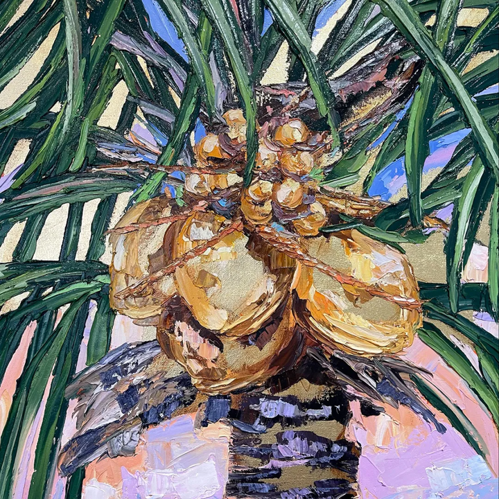Gold Leaf Coconuts 8 – Original Oil and Gold Leaf On Canvas