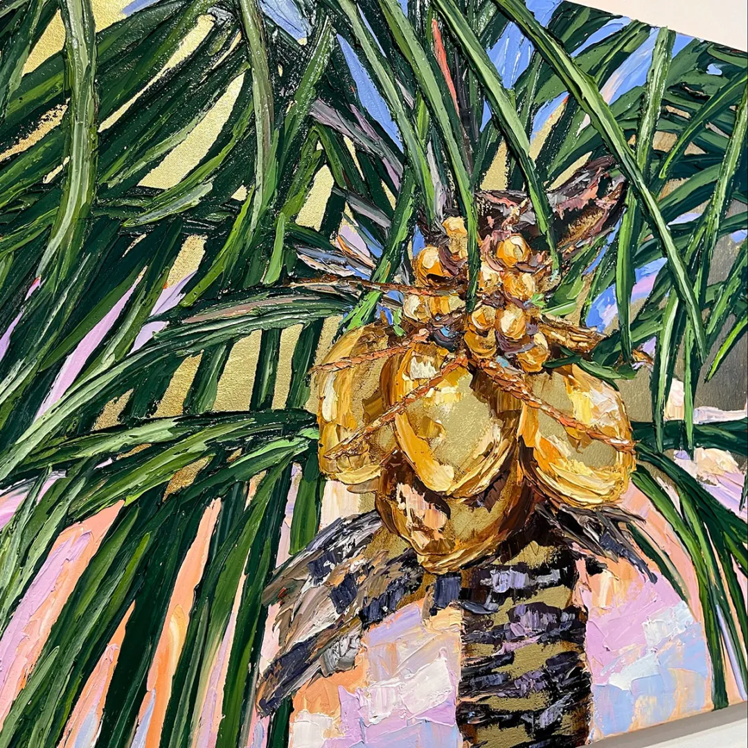 Gold Leaf Coconuts 8 – Original Oil and Gold Leaf On Canvas