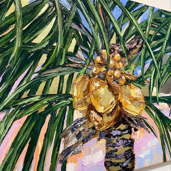 Gold Leaf Coconuts 8 – Original Oil and Gold Leaf On Canvas