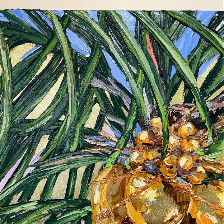 Gold Leaf Coconuts 8 – Original Oil and Gold Leaf On Canvas