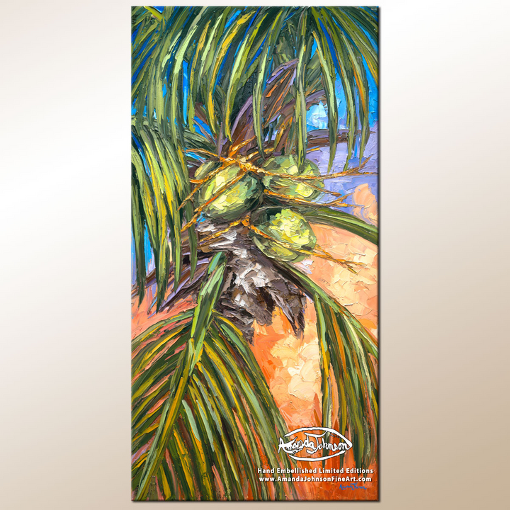 Evening Light Coconuts 2 – LE Embellished Giclee On Canvas