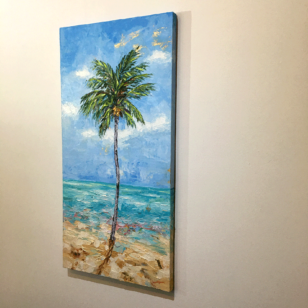 Rustic Beach Palm – LE Embellished Giclee On Canvas
