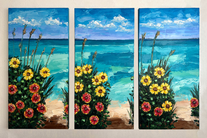 Wildflower Triptych – Original Oil Painting