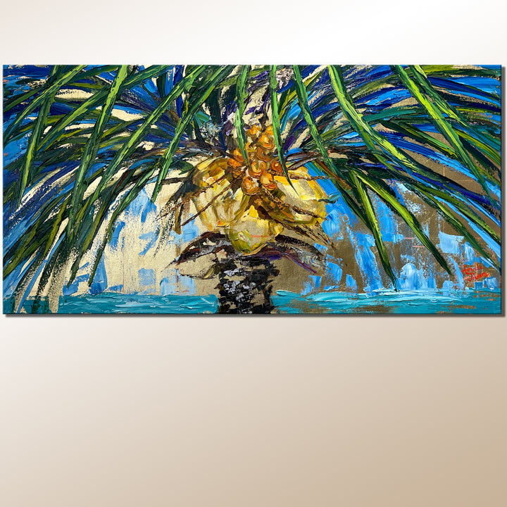 Gold Leaf Coconuts 16– Original Oil And Gold Leaf On Canvas