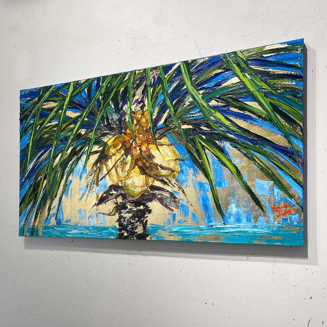 Gold Leaf Coconuts 16– Original Oil And Gold Leaf On Canvas