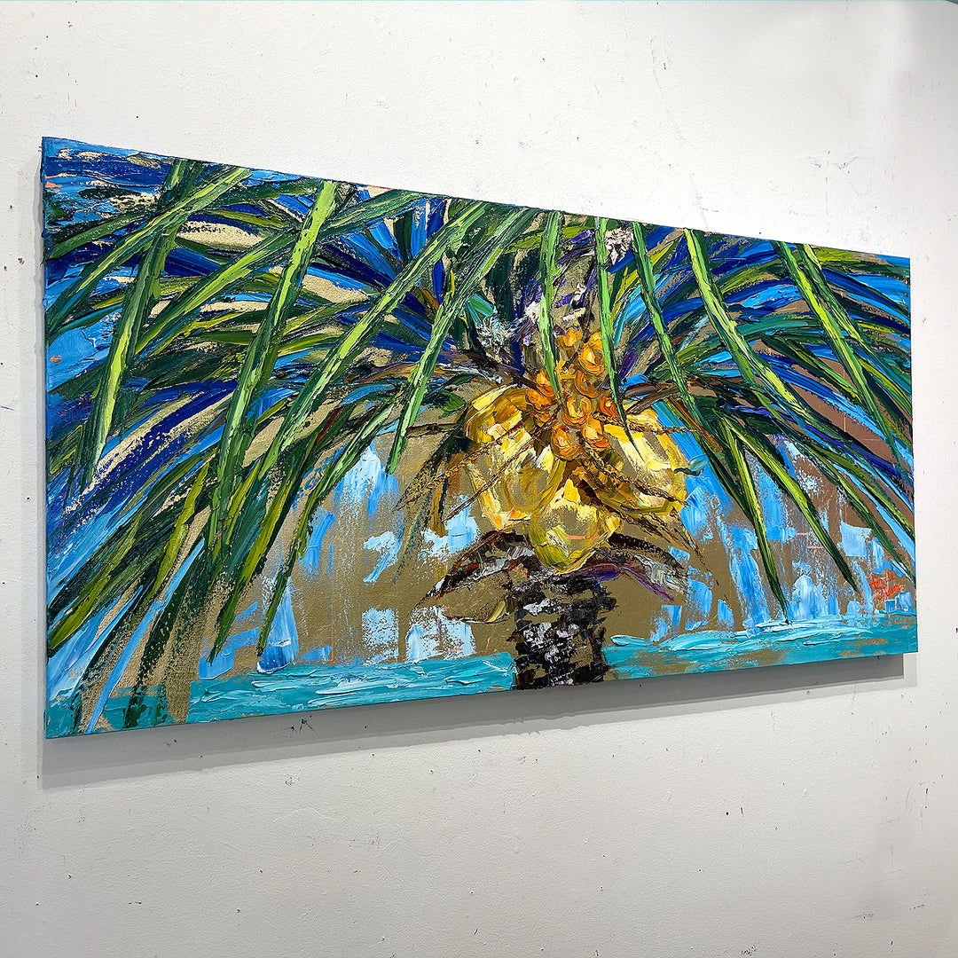 Gold Leaf Coconuts 16– Original Oil And Gold Leaf On Canvas