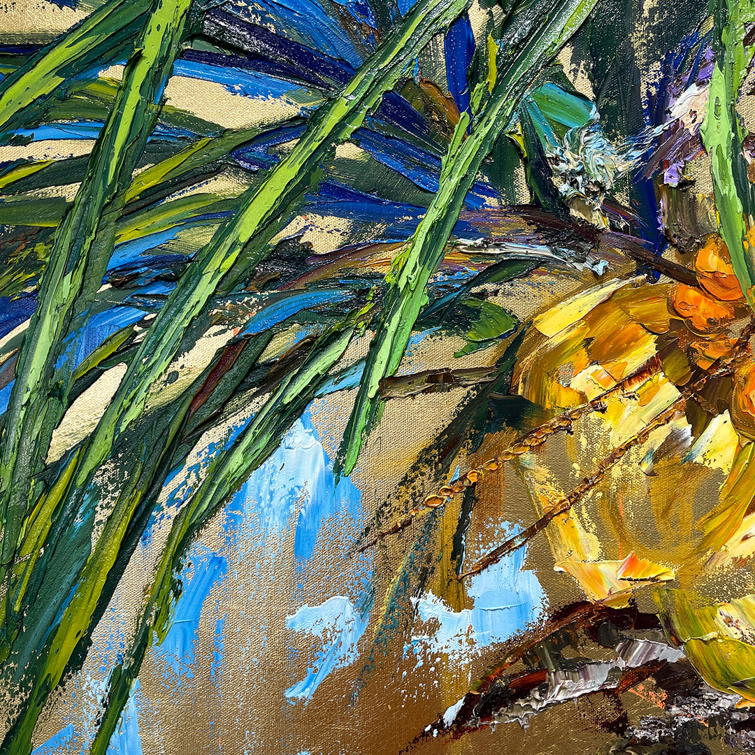 Gold Leaf Coconuts 16– Original Oil And Gold Leaf On Canvas