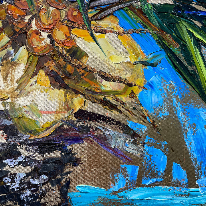 Gold Leaf Coconuts 16– Original Oil And Gold Leaf On Canvas