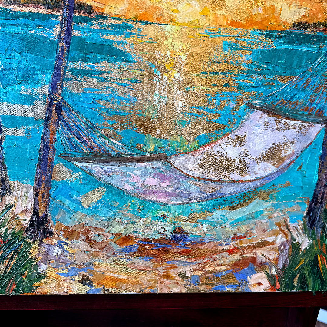 Hammock Time – Original Oil and Gold Leaf On Canvas