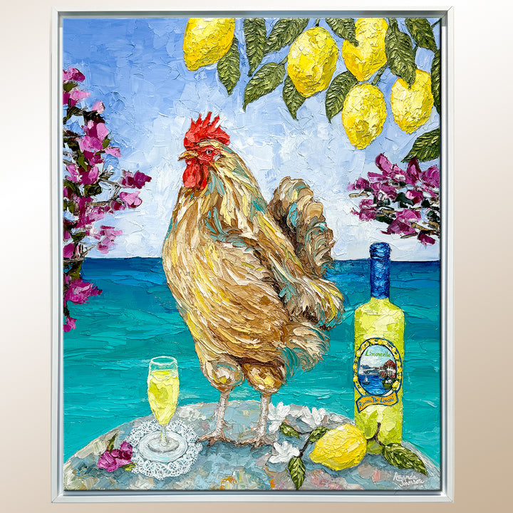 SOLD-Limoncello Rooster – Original Oil On Canvas