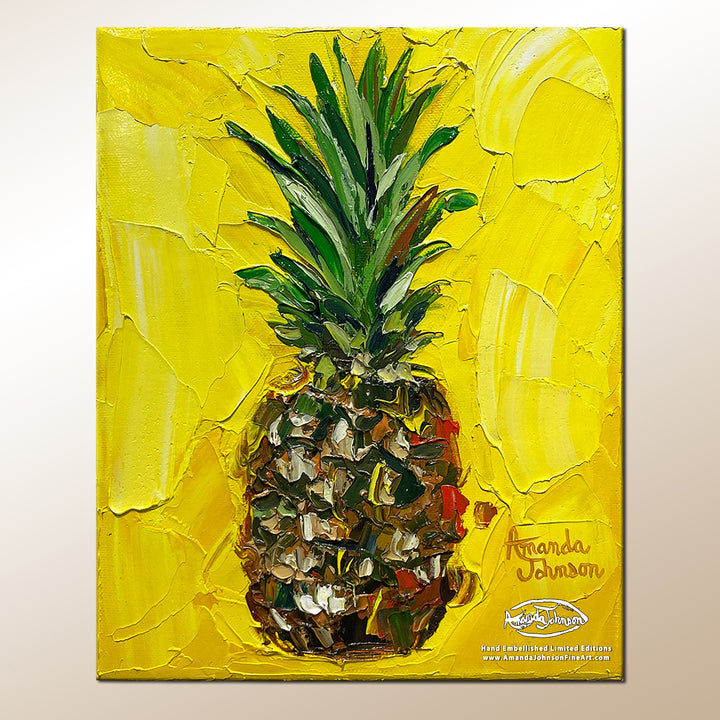 Pineapple #6 – LE Embelished Giclee On Canvas
